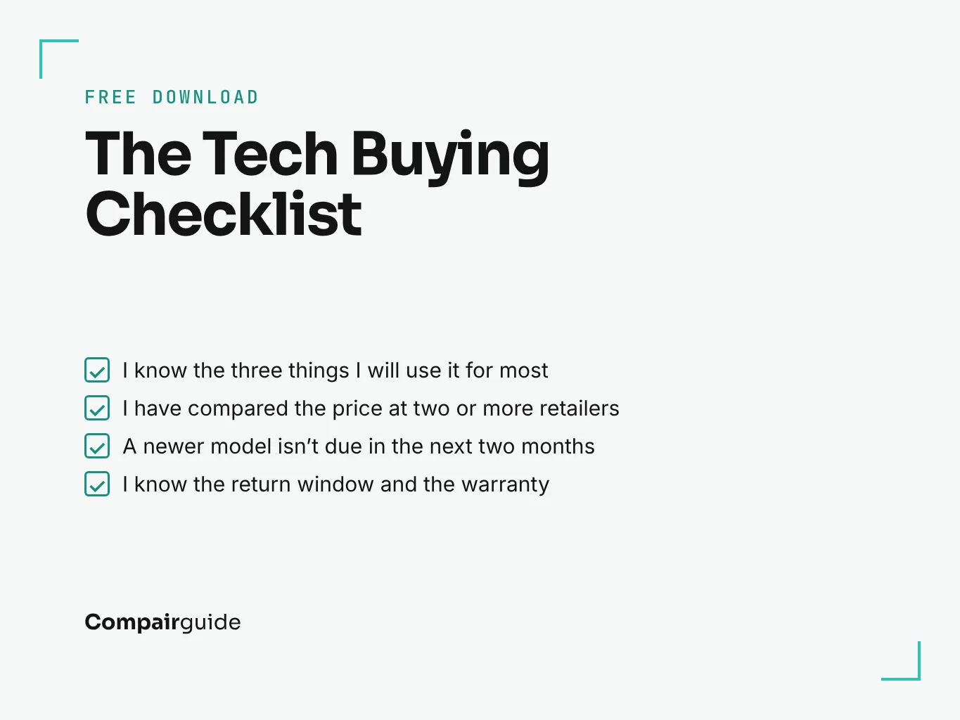 Cover of the free Tech Buying Checklist